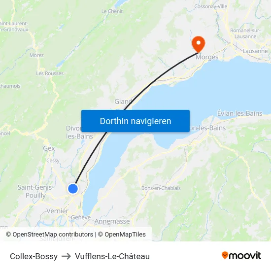 Collex-Bossy to Vufflens-Le-Château map