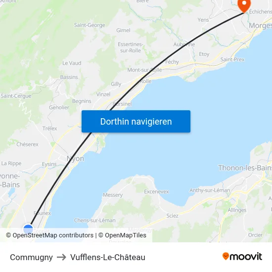 Commugny to Vufflens-Le-Château map