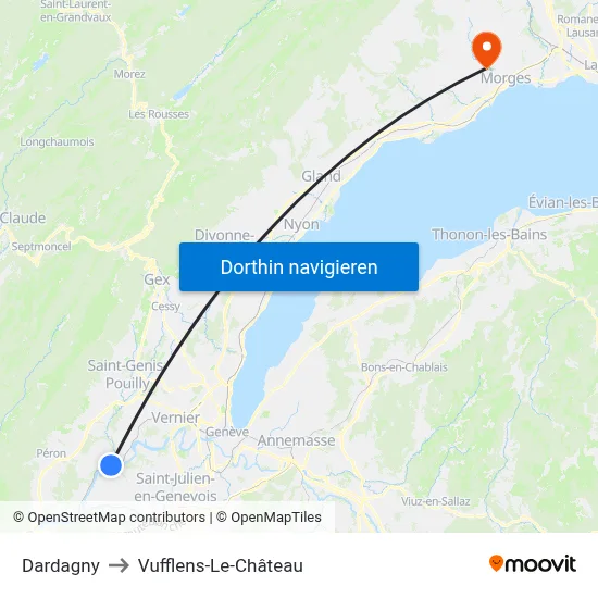 Dardagny to Vufflens-Le-Château map