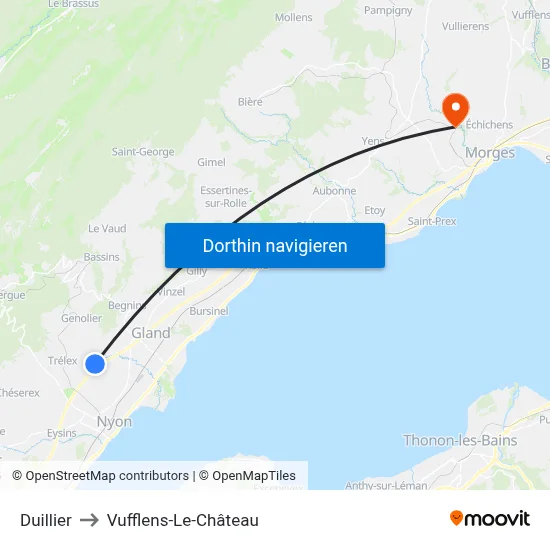 Duillier to Vufflens-Le-Château map
