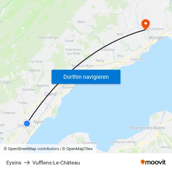 Eysins to Vufflens-Le-Château map