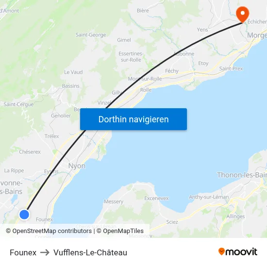 Founex to Vufflens-Le-Château map