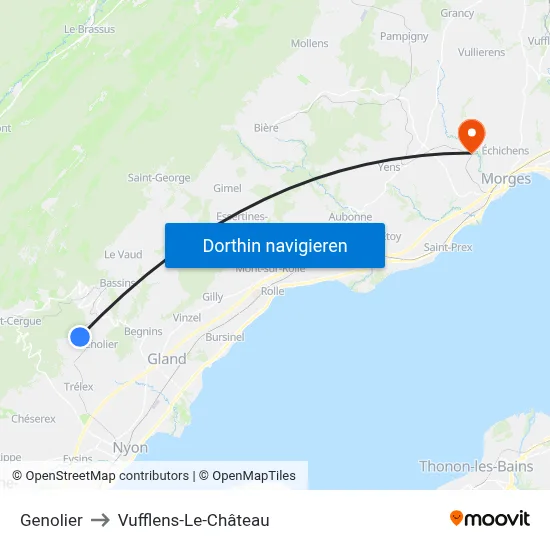 Genolier to Vufflens-Le-Château map