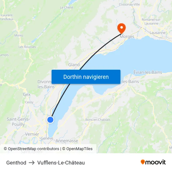 Genthod to Vufflens-Le-Château map