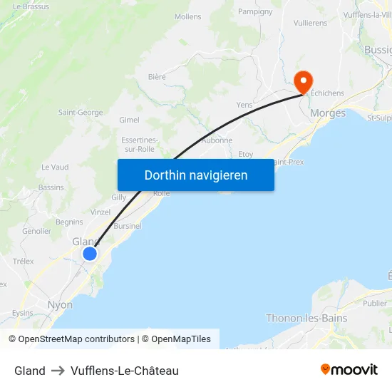 Gland to Vufflens-Le-Château map