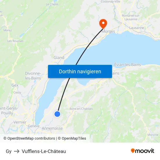 Gy to Vufflens-Le-Château map