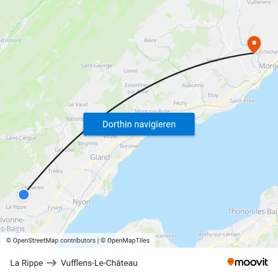 La Rippe to Vufflens-Le-Château map