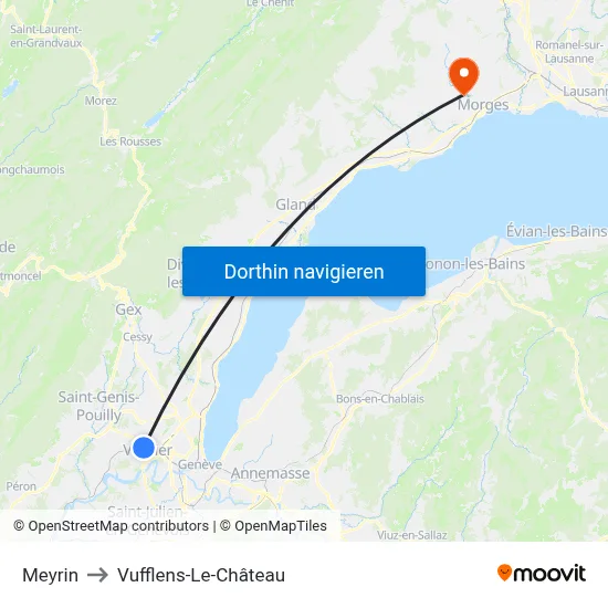 Meyrin to Vufflens-Le-Château map