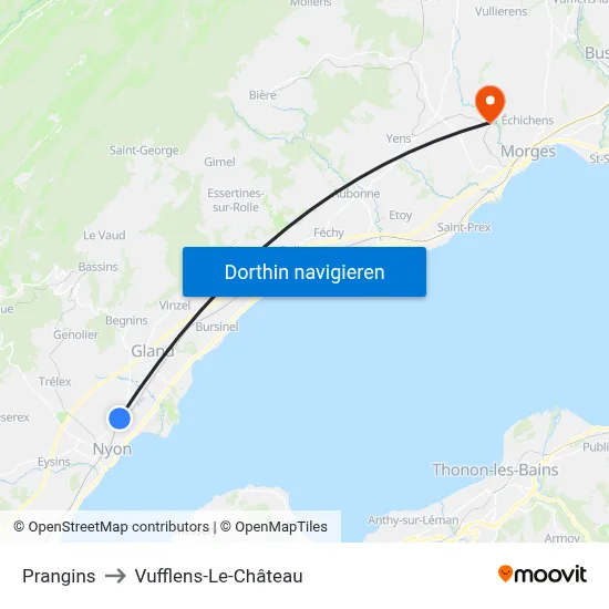 Prangins to Vufflens-Le-Château map