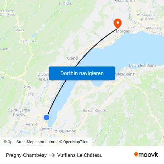 Pregny-Chambésy to Vufflens-Le-Château map