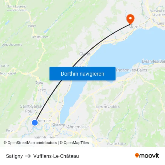 Satigny to Vufflens-Le-Château map