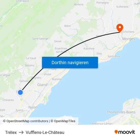 Trélex to Vufflens-Le-Château map