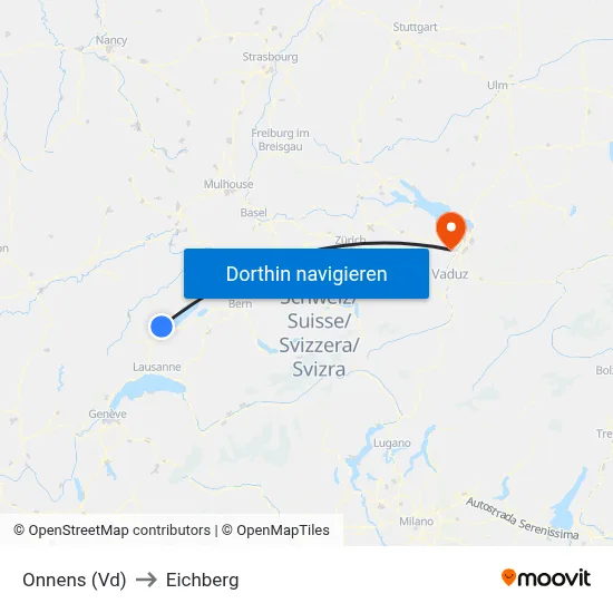 Onnens (Vd) to Eichberg map