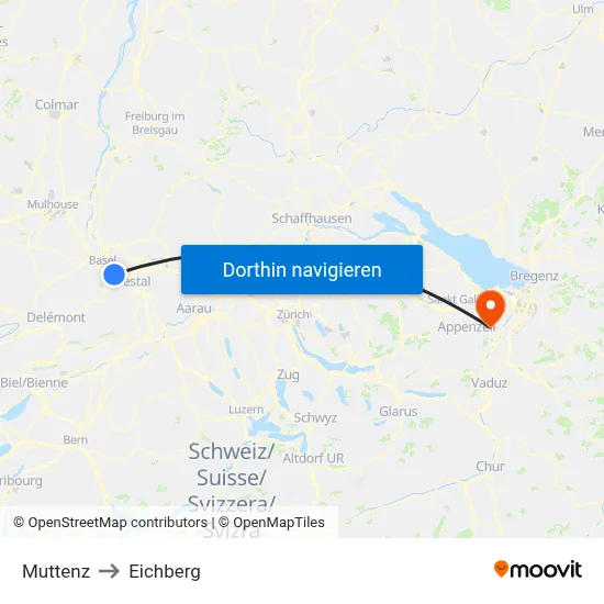 Muttenz to Eichberg map