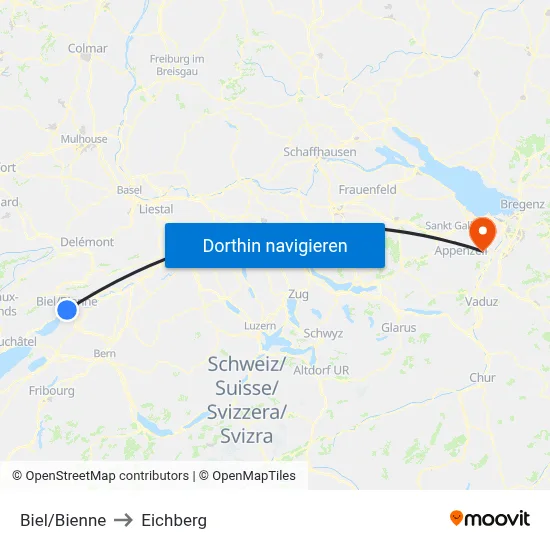 Biel/Bienne to Eichberg map