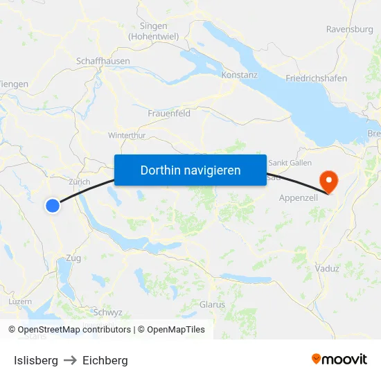 Islisberg to Eichberg map