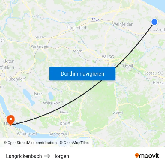 Langrickenbach to Horgen map