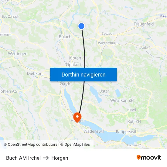 Buch AM Irchel to Horgen map