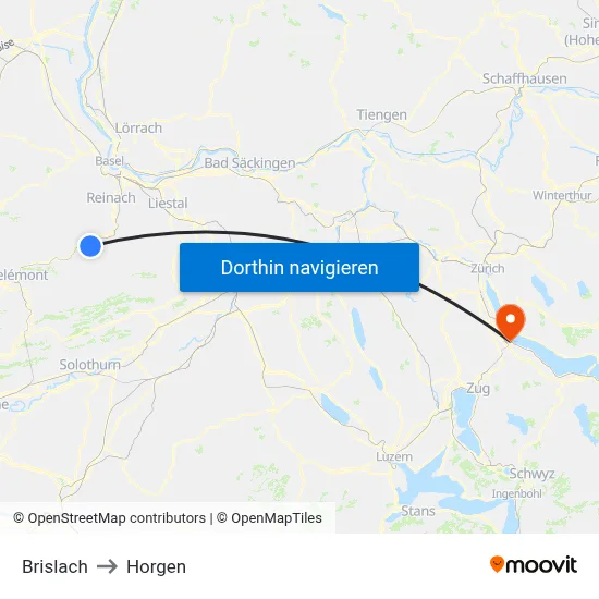 Brislach to Horgen map