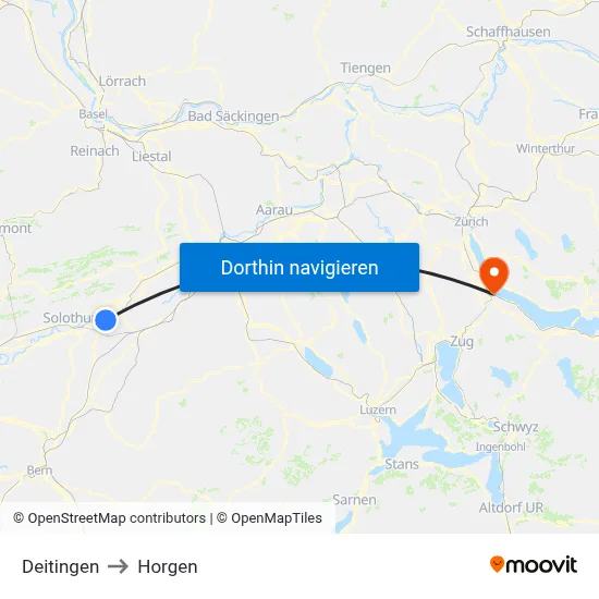 Deitingen to Horgen map