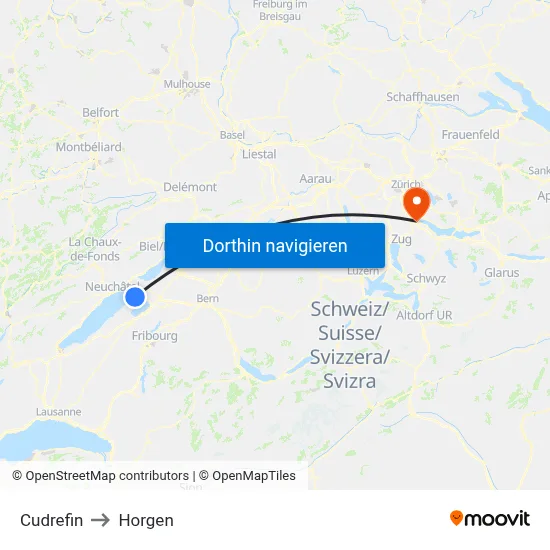Cudrefin to Horgen map