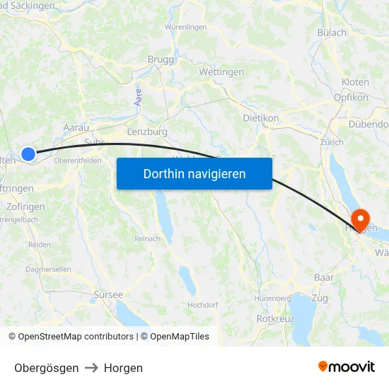 Obergösgen to Horgen map