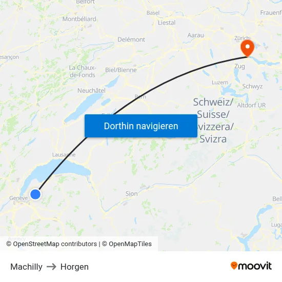 Machilly to Horgen map