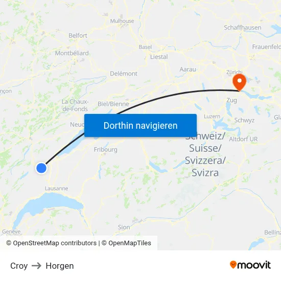 Croy to Horgen map