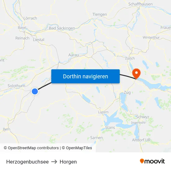 Herzogenbuchsee to Horgen map