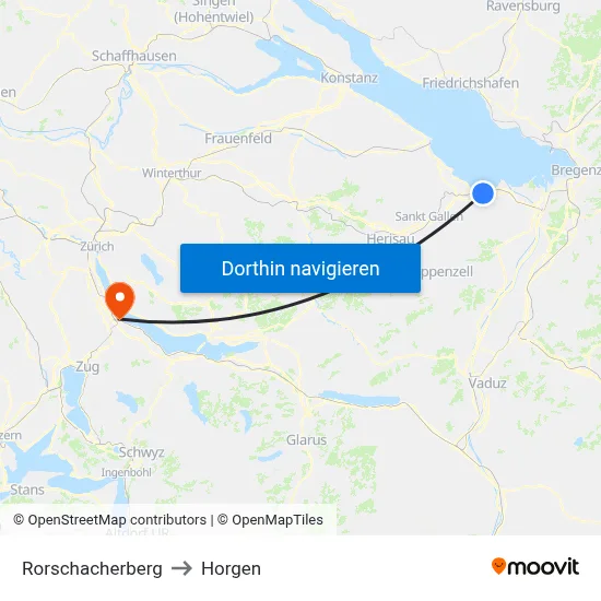 Rorschacherberg to Horgen map