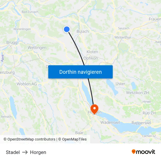Stadel to Horgen map