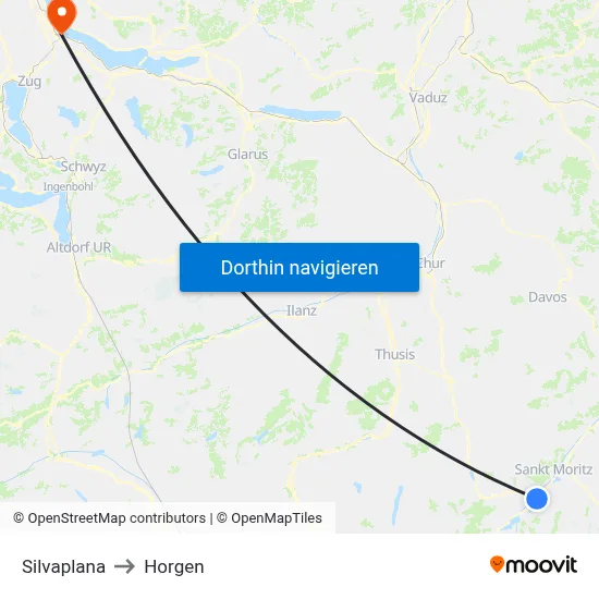 Silvaplana to Horgen map