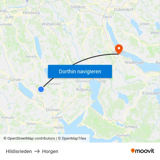 Hildisrieden to Horgen map