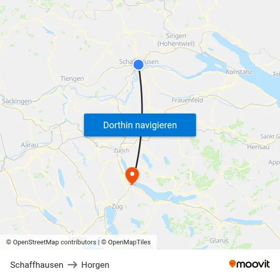 Schaffhausen to Horgen map
