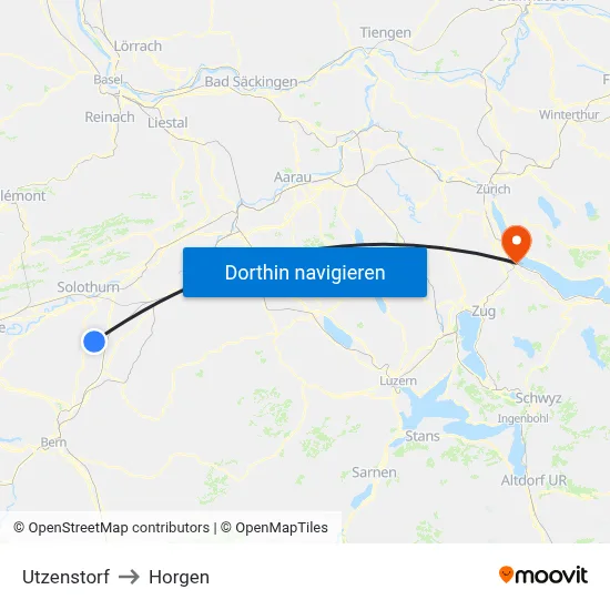 Utzenstorf to Horgen map