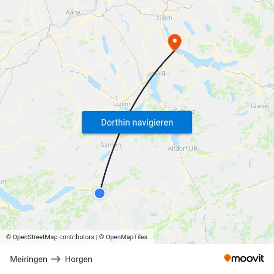 Meiringen to Horgen map