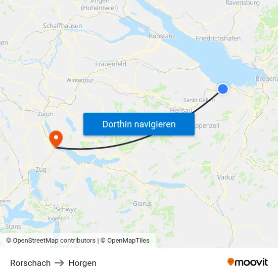 Rorschach to Horgen map