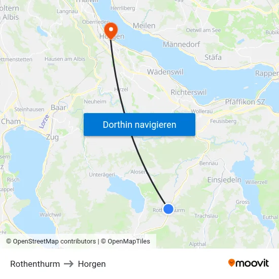 Rothenthurm to Horgen map