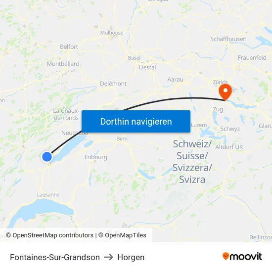 Fontaines-Sur-Grandson to Horgen map