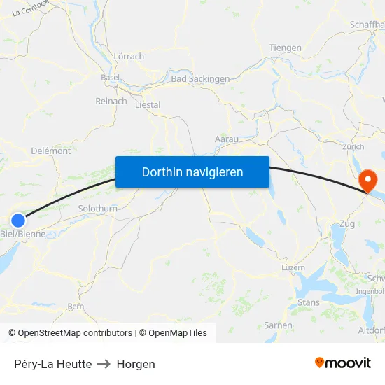 Péry-La Heutte to Horgen map