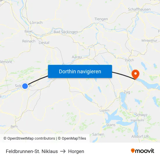 Feldbrunnen-St. Niklaus to Horgen map