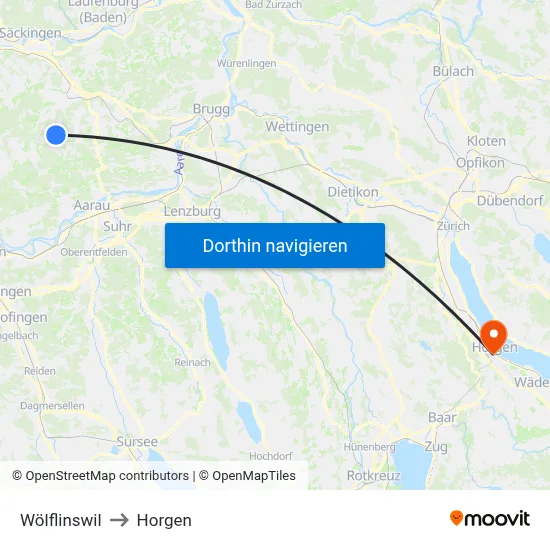 Wölflinswil to Horgen map