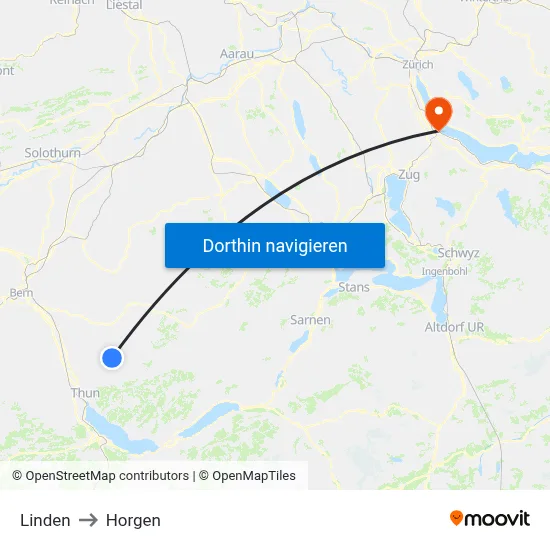 Linden to Horgen map