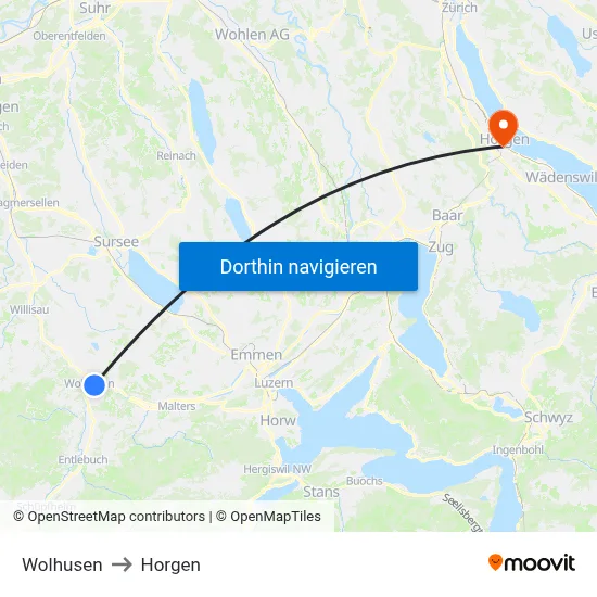 Wolhusen to Horgen map