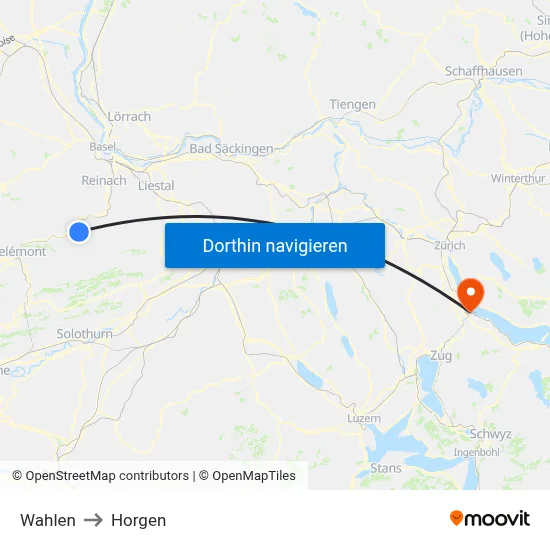 Wahlen to Horgen map
