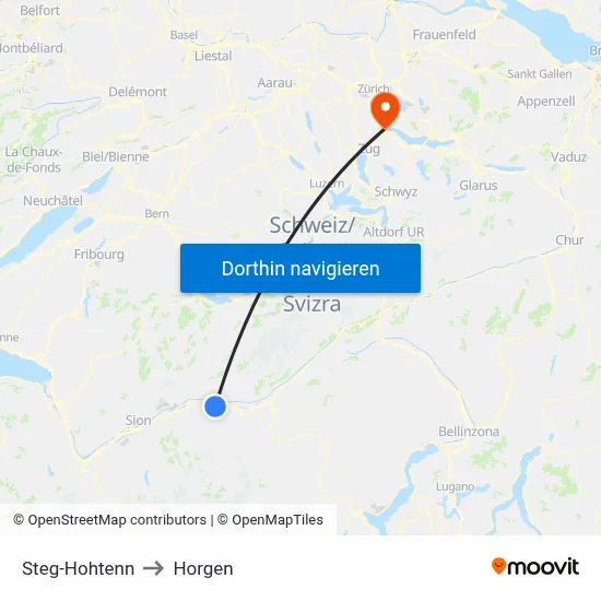 Steg-Hohtenn to Horgen map