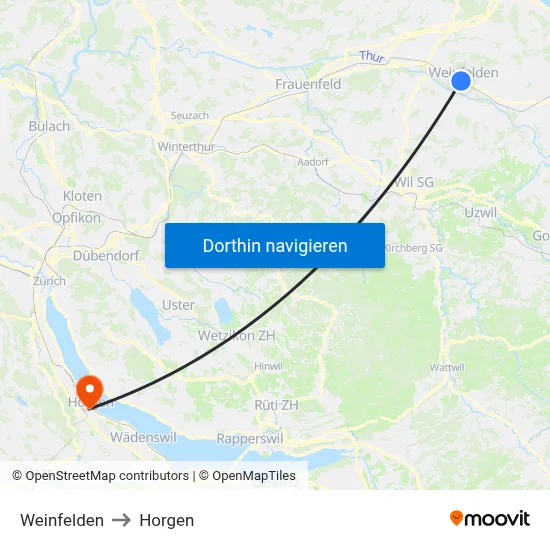Weinfelden to Horgen map