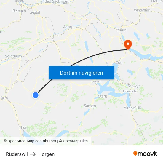 Rüderswil to Horgen map