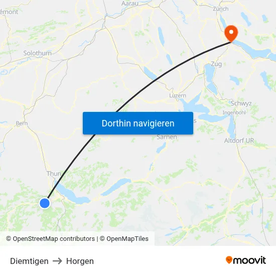 Diemtigen to Horgen map