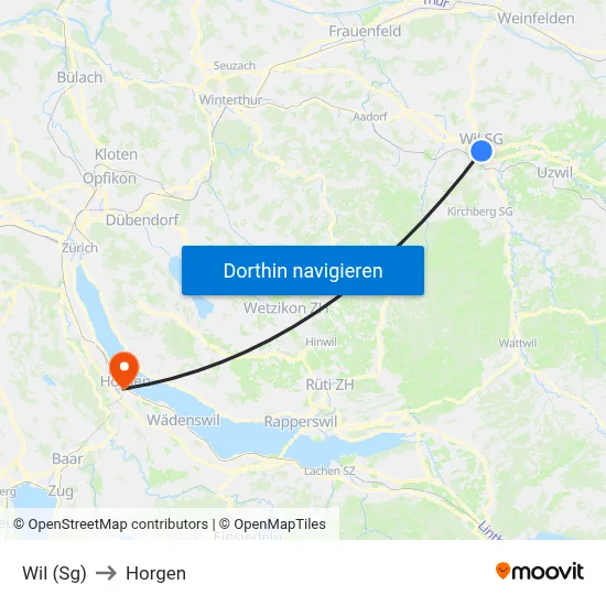 Wil (Sg) to Horgen map